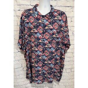 DISNEY Cruise Line Castaway Cay Mens Short Sleeve Button Down Rayon Shirt 3XL